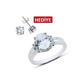 Bella Gloria GY00295 Oval Tektaş Gümüş Yüzük