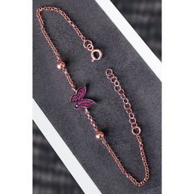 Bella Gloria TGB0172 Kırmızı Kelebek Kadın Gümüş Bileklik