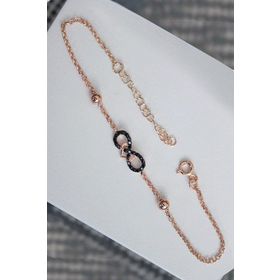 Bella Gloria TGB0177 Siyah Sonsuz Kadın Gümüş Bileklik