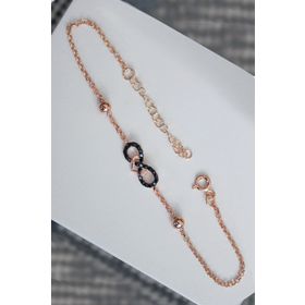 Bella Gloria TGB0177 Siyah Sonsuz Kadın Gümüş Bileklik