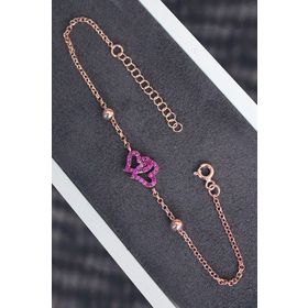 Bella Gloria TGB0179 Kırmızı Kalpler Kadın Gümüş Bileklik