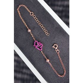 Bella Gloria TGB0179 Kırmızı Kalpler Kadın Gümüş Bileklik