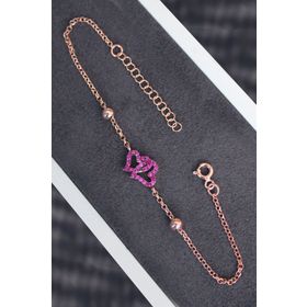 Bella Gloria TGB0179 Kırmızı Kalpler Kadın Gümüş Bileklik