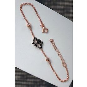 Bella Gloria TGB0181 Siyah Kalpler Kadın Gümüş Bileklik