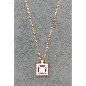 Bella Gloria TGK0036 Dörtgen Tektaş Rose Kadın Gümüş Kolye