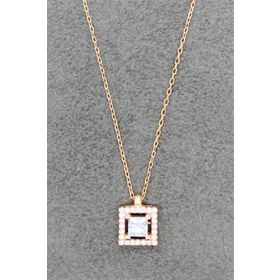Bella Gloria TGK0036 Dörtgen Tektaş Rose Kadın Gümüş Kolye