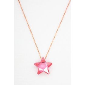Bella Gloria TGK0044 Pembe Kristal Yıldız Rose Kadın Gümüş Kolye