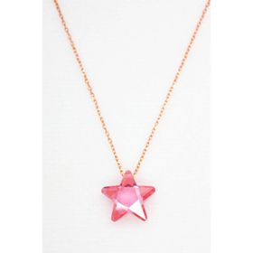 Bella Gloria TGK0044 Pembe Kristal Yıldız Rose Kadın Gümüş Kolye