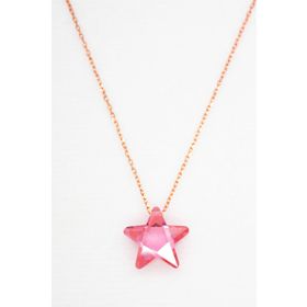 Bella Gloria TGK0044 Pembe Kristal Yıldız Rose Kadın Gümüş Kolye