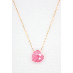 Bella Gloria TGK0054 Şeker Pembe Buzlu Kalp Taş Rose Kadın Gümüş Kolye