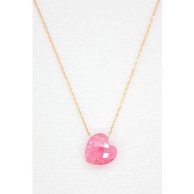 Bella Gloria TGK0054 Şeker Pembe Buzlu Kalp Taş Rose Kadın Gümüş Kolye