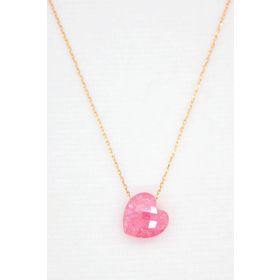 Bella Gloria TGK0054 Şeker Pembe Buzlu Kalp Taş Rose Kadın Gümüş Kolye