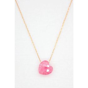 Bella Gloria TGK0054 Şeker Pembe Buzlu Kalp Taş Rose Kadın Gümüş Kolye
