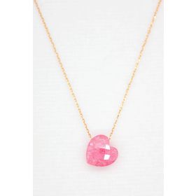 Bella Gloria TGK0054 Şeker Pembe Buzlu Kalp Taş Rose Kadın Gümüş Kolye