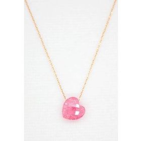 Bella Gloria TGK0054 Şeker Pembe Buzlu Kalp Taş Rose Kadın Gümüş Kolye