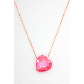 Bella Gloria TGK0060 Pembe Kristal Kalp Rose Gümüş Kolye