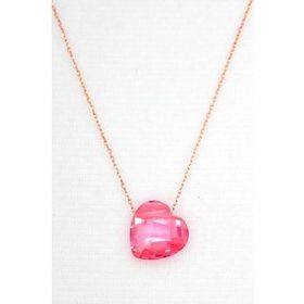 Bella Gloria TGK0060 Pembe Kristal Kalp Rose Gümüş Kolye