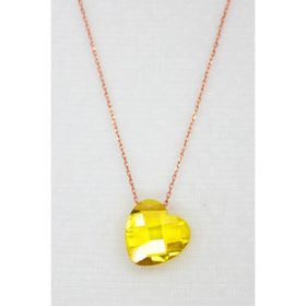 Bella Gloria TGK0063 Sarı Kristal Taşlı Rose Kadın Gümüş Kolye