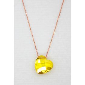 Bella Gloria TGK0063 Sarı Kristal Taşlı Rose Kadın Gümüş Kolye
