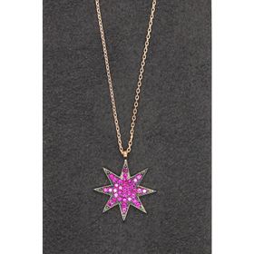 Bella Gloria TGK0094 Kırmızı Yıldız Rose Gümüş Kolye