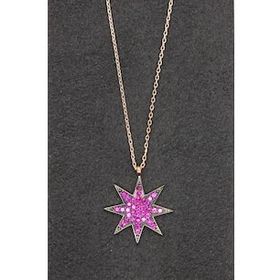 Bella Gloria TGK0094 Kırmızı Yıldız Rose Gümüş Kolye