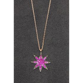 Bella Gloria TGK0094 Kırmızı Yıldız Rose Kadın Gümüş Kolye