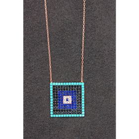 Bella Gloria TGK0098 Kare Nazar Rose Kadın Gümüş Kolye