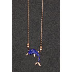 Bella Gloria TGK0120 Saks Mavisi Yunus Rose Kadın Gümüş Kolye