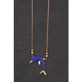 Bella Gloria TGK0120 Saks Mavisi Yunus Rose Kadın Gümüş Kolye