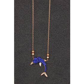 Bella Gloria TGK0120 Saks Mavisi Yunus Rose Kadın Gümüş Kolye