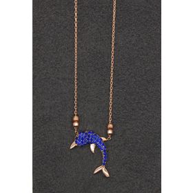 Bella Gloria TGK0120 Saks Mavisi Yunus Rose Kadın Gümüş Kolye