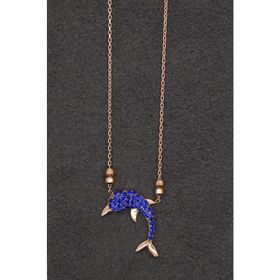 Bella Gloria TGK0120 Saks Mavisi Yunus Rose Kadın Gümüş Kolye