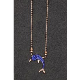 Bella Gloria TGK0120 Saks Mavisi Yunus Rose Kadın Gümüş Kolye