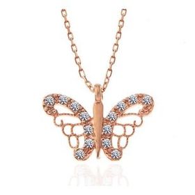 Bella Gloria TGK0124 Kırmızı Kelebek Rose Kadın Gümüş Kolye