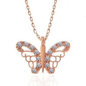 Bella Gloria TGK0124 Kırmızı Kelebek Rose Kadın Gümüş Kolye