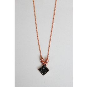 Bella Gloria TGK0139 Siyah Kare Rose Gümüş Kolye