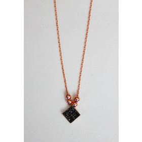 Bella Gloria TGK0139 Siyah Kare Rose Gümüş Kolye