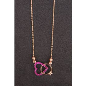 Bella Gloria TGK0150 Tektaş Kalp Rose Gümüş Kolye