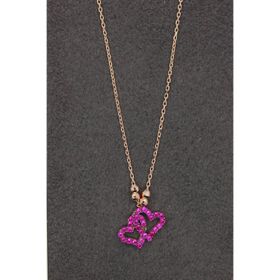 Bella Gloria TGK0165 Kırmızı Kalpler Rose Kadın Gümüş Kolye