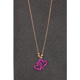 Bella Gloria TGK0165 Kırmızı Kalpler Rose Kadın Gümüş Kolye