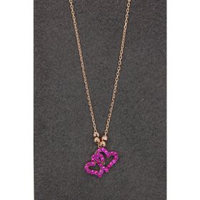 Bella Gloria TGK0165 Kırmızı Kalpler Rose Kadın Gümüş Kolye