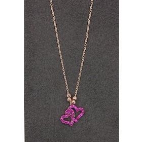 Bella Gloria TGK0165 Kırmızı Kalpler Rose Kadın Gümüş Kolye