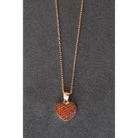 Bella Gloria TGK0282 Turuncu Kalp Rose Gümüş Kolye