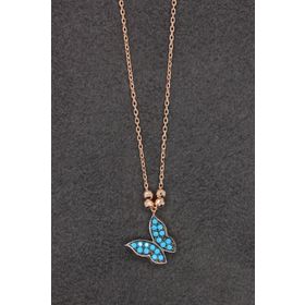 Bella Gloria TGK0282 Turuncu Kalp Rose Gümüş Kolye