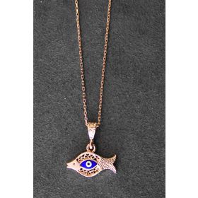 Bella Gloria TGK0324 Nazarlı Balık Rose Gümüş Kolye