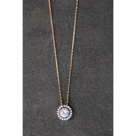Bella Gloria TGK0340 Elmas Modeli Tektaş Rose Kadın Gümüş Kolye