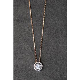 Bella Gloria TGK0340 Elmas Modeli Tektaş Rose Kadın Gümüş Kolye