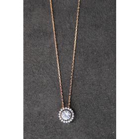 Bella Gloria TGK0340 Elmas Modeli Tektaş Rose Kadın Gümüş Kolye