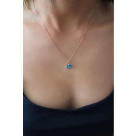 Bella Gloria TGK0367 Turkuaz Nazar Boncuklu Kare Roz Gümüş Kolye