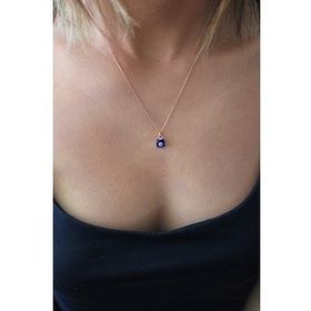Bella Gloria TGK0368 Lacivert Nazar Boncuklu Kare Roz Gümüş Kolye